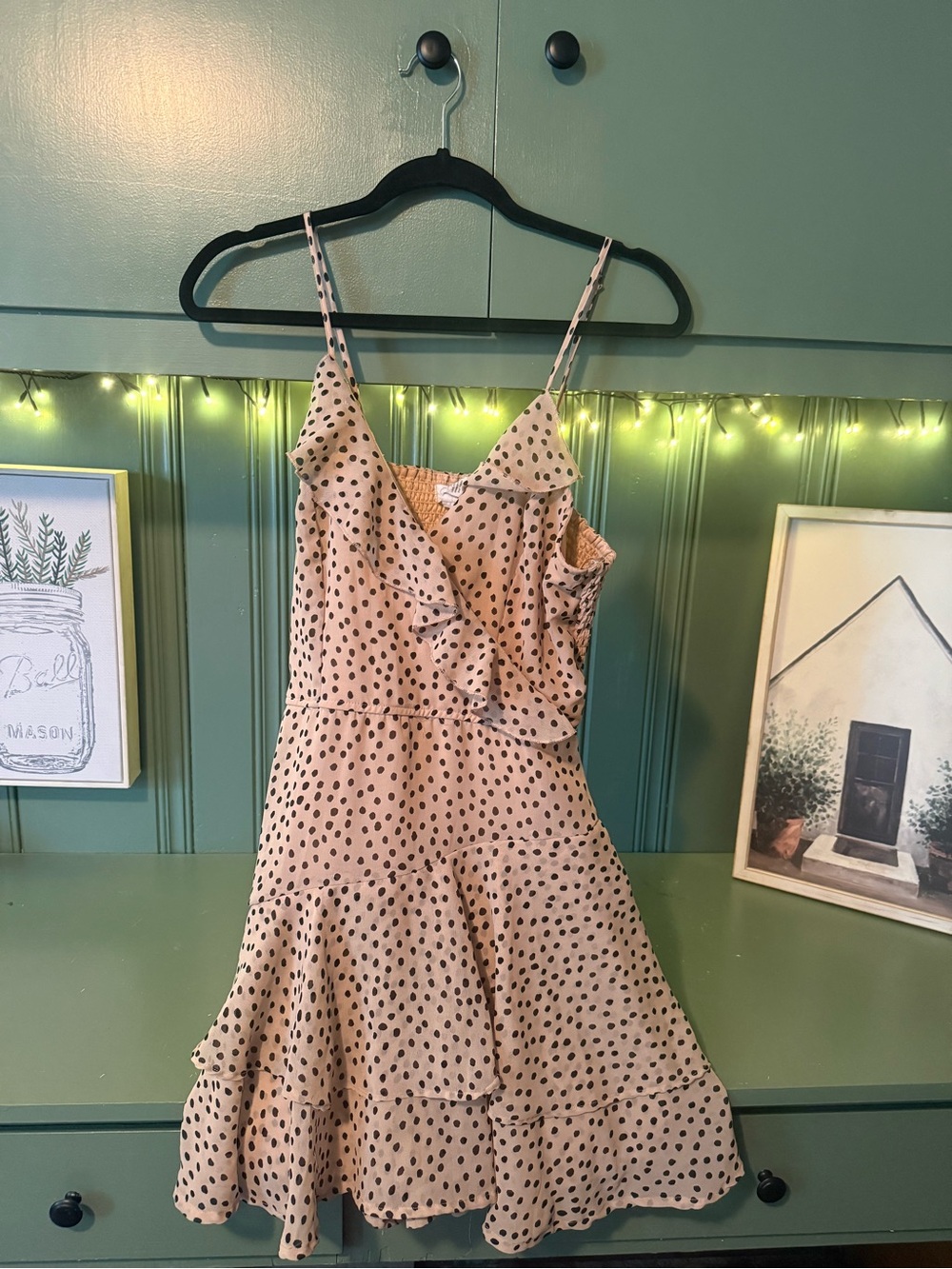 Japna Pink Polka Dot Ruffle Mini Dress